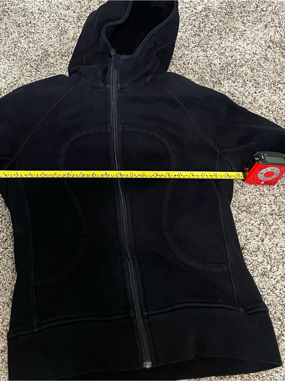 lululemon athletica Scuba Hoodie. Black Full-Zip Hooded Jacket VGUC size 8/M - Picture 3 of 6